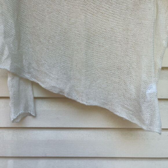 NET Zara cream long sleeved, asymmetrical hem, mesh, acrylic/cotton blend, Med - Picture 7 of 8